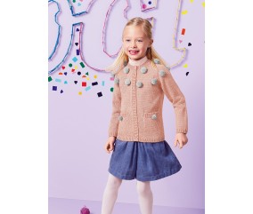 Cardigan à pompons Blanche enfant - Patron tricot Bergère de France