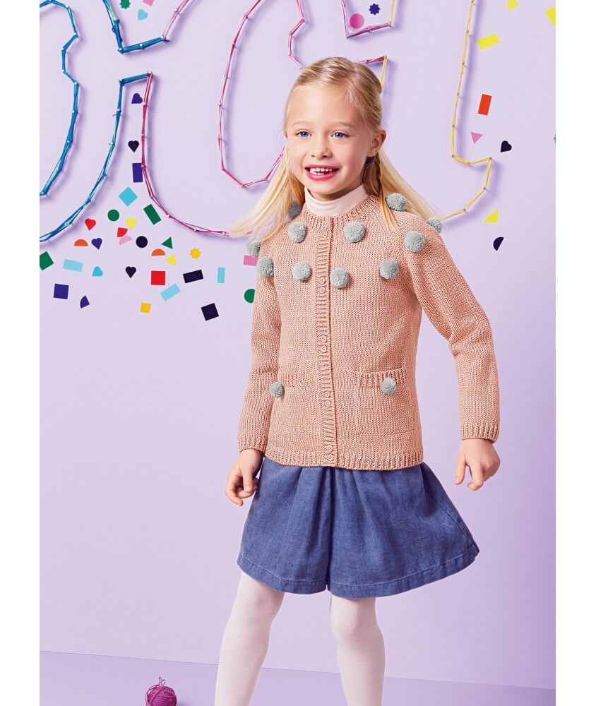 Cardigan à pompons Blanche enfant - Patron tricot Bergère de France