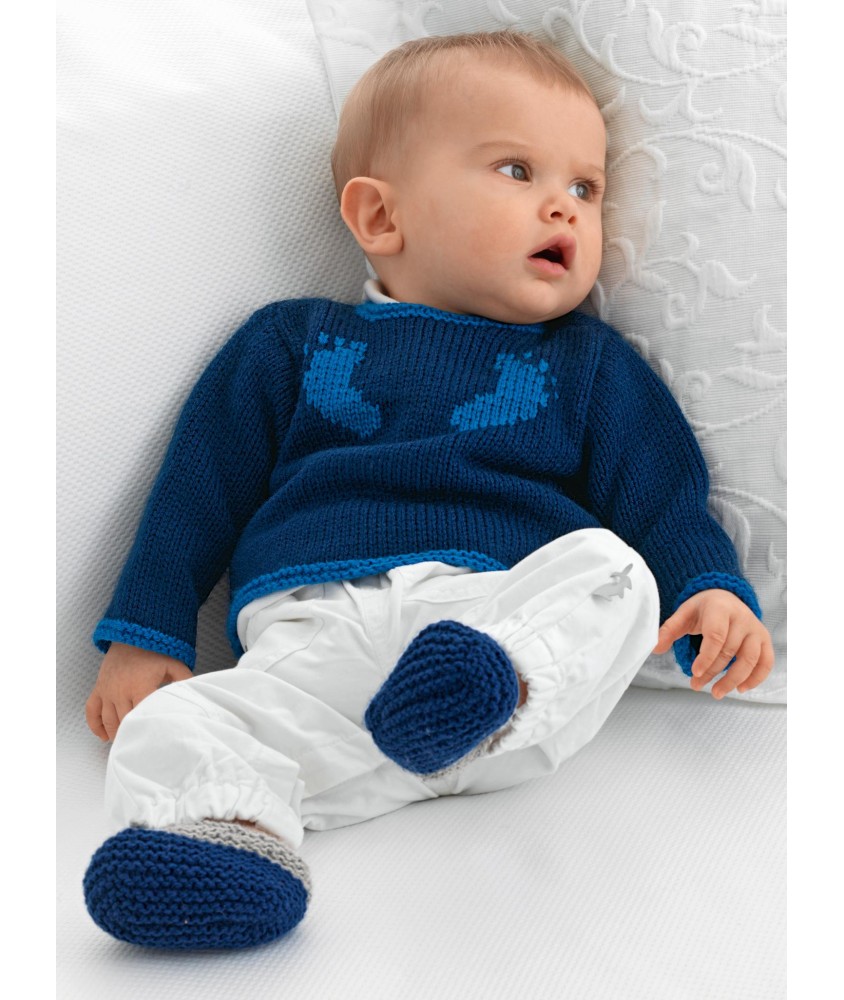 Brassière et chaussons Benito bébé - Patron tricot Bergère de France