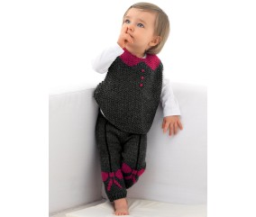 Caleçon et plastron trompe-l'œil Borys bébé - Patron tricot Bergère de France