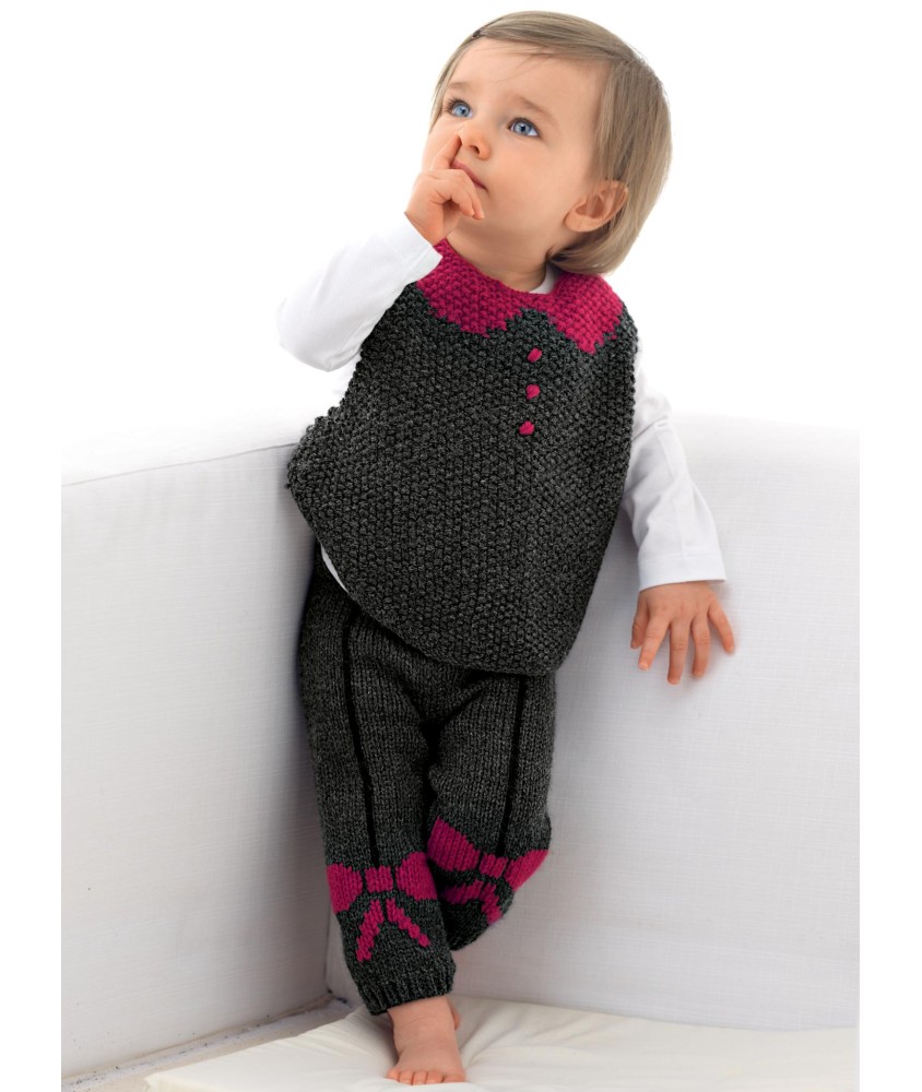 Caleçon et plastron trompe-l'œil Borys bébé - Patron tricot Bergère de France