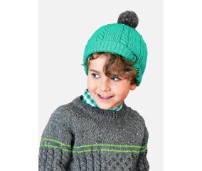 Bonnet pompon Basile enfant - Patron tricot Bergère de France