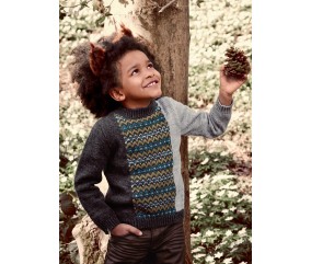 Pull empiècement jacquard Baptiste enfant - Patron tricot Bergère de France