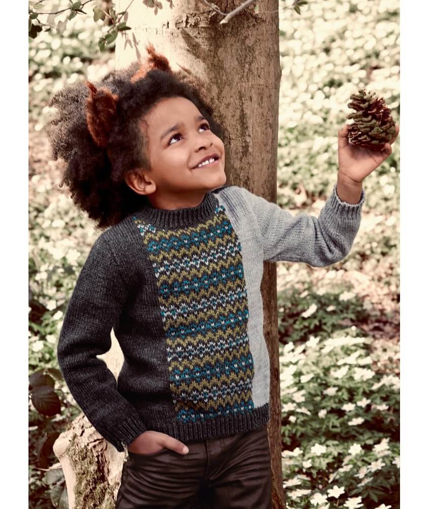 Pull empiècement jacquard Baptiste enfant - Patron tricot Bergère de France