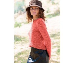 Pull jersey col rond manches montées Camille femme - Patron tricot Bergère de France