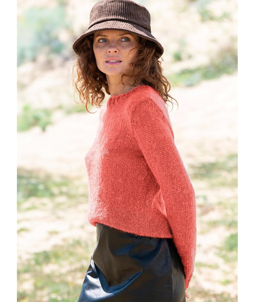 Pull jersey col rond manches montées Camille femme - Patron tricot Bergère de France