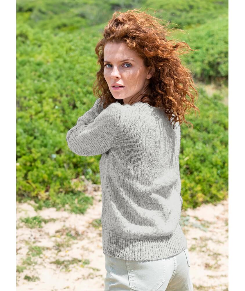 Pull jersey col V manches montées Claudia femme - Patron tricot Bergère de France