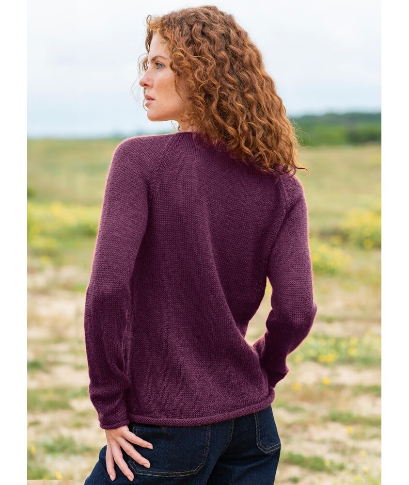 Pull jersey raglan col V Clara femme - Patron tricot Bergère de France