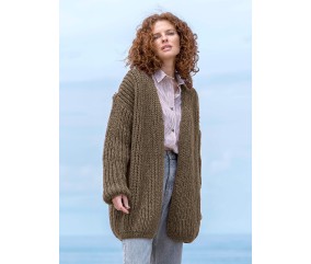 Veste col V côtes anglaises Inès femme - Patron tricot Bergère de France