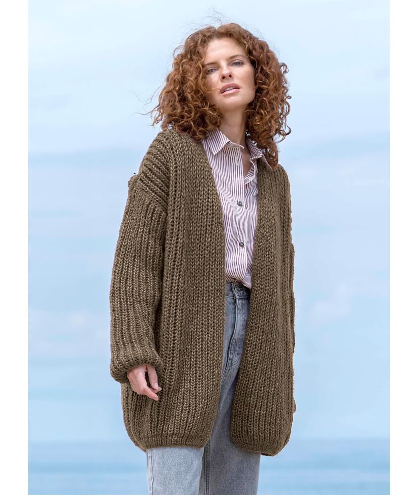 Veste col V côtes anglaises Inès femme - Patron tricot Bergère de France