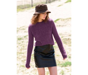 Pull jersey col rond manches montées Isabelle femme - Patron tricot Bergère de France