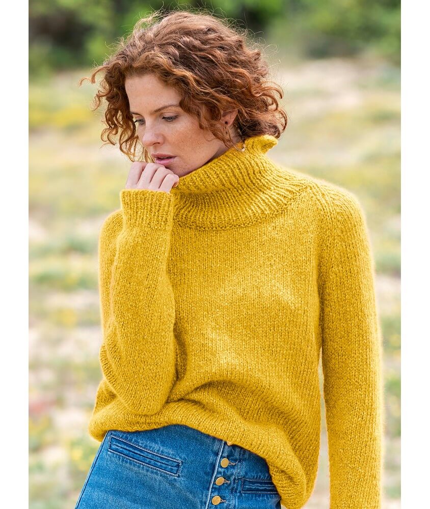 Pull jersey raglan col roulé Iselda femme - Patron tricot Bergère de France