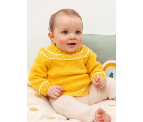 Pull empiècement Iris bébé - Patron tricot Bergère de France