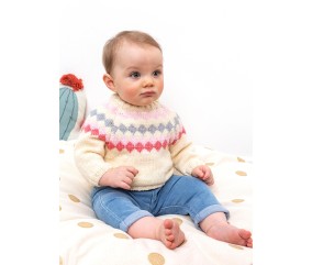 Pull raglan jacquard Inès bébé - Patron tricot Bergère de France