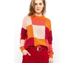 Pull color block Ileana femme - Patron tricot Bergère de France