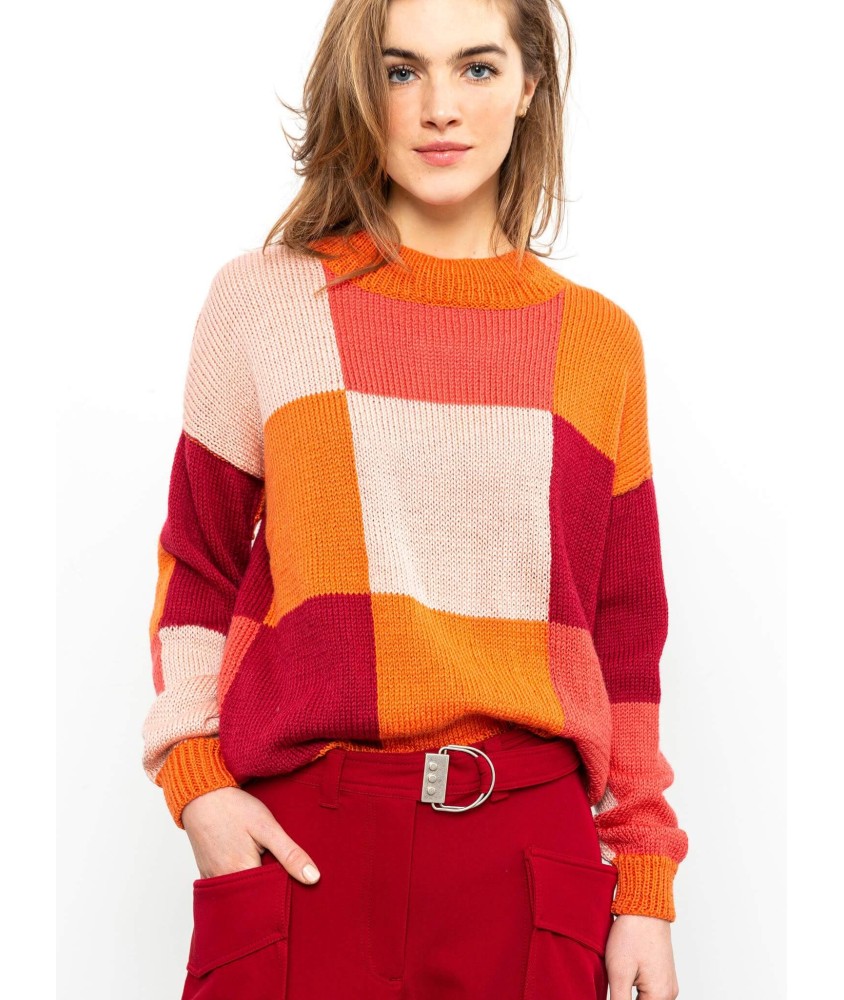 Pull color block Ileana femme - Patron tricot Bergère de France