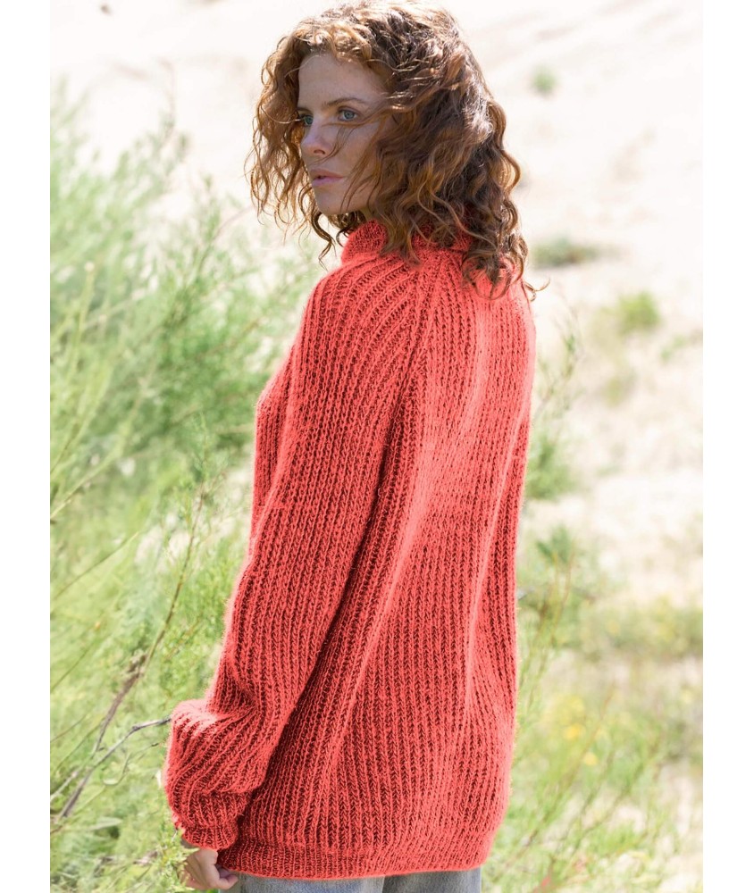 Pull raglan côtes anglaises Iris femme - Patron tricot Bergère de France