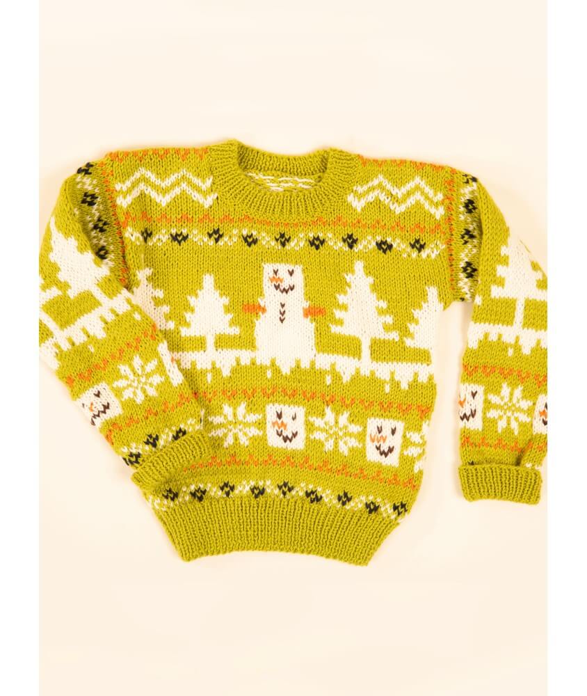 Pull jacquard bonhomme de neige Isidore enfant - Patron tricot Bergère de France