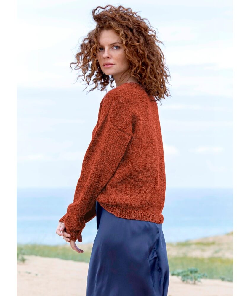 Pull jersey col rond manches droites Sidonie femme - Patron tricot Bergère de France