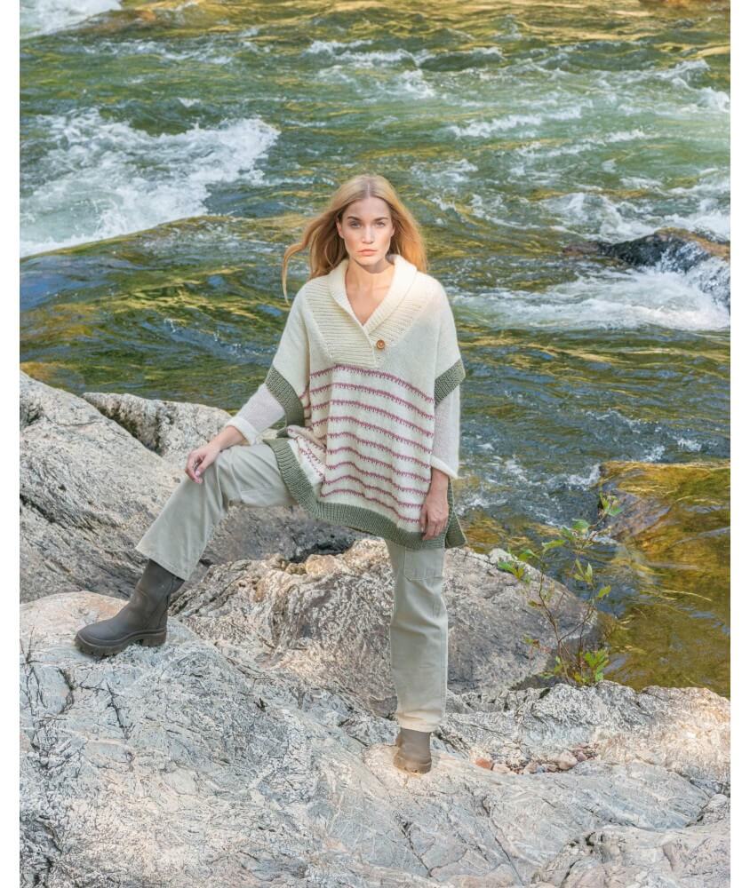 Poncho col châle Sarah femme - Patron tricot Bergère de France