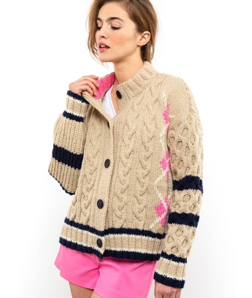 Gros gilet à torsades Selenne femme - Patron tricot Bergère de France