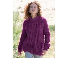 Pull raglan côtes anglaises Sarah femme - Patron tricot Bergère de France