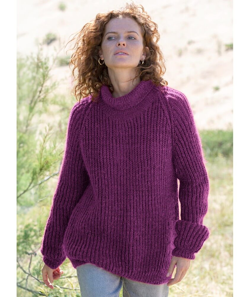 Pull raglan côtes anglaises Sarah femme - Patron tricot Bergère de France