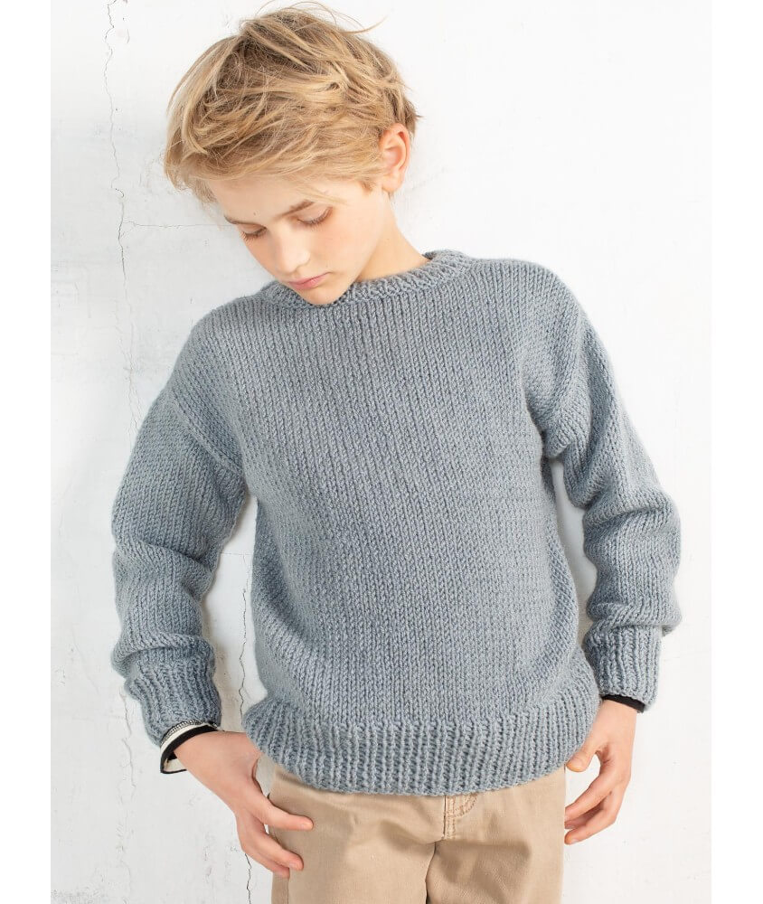 Pull col rond enfant - Patron tricot Bergère de France