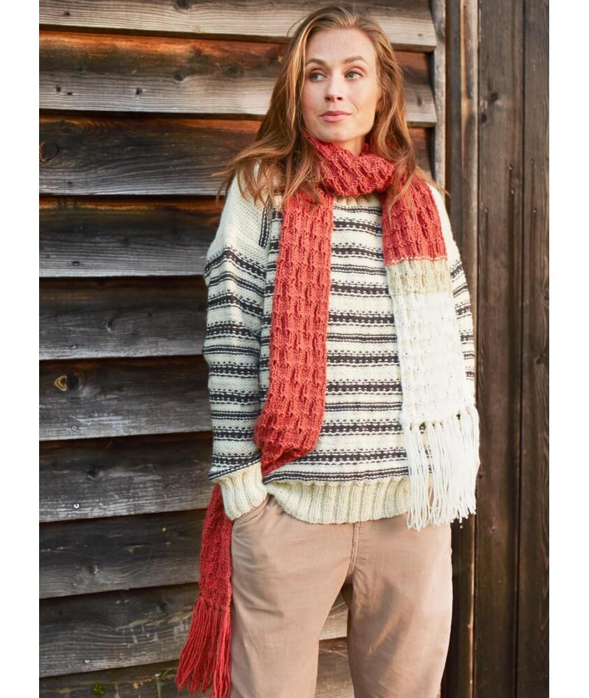 Grande écharpe à franges - Patron tricot Bergère de France