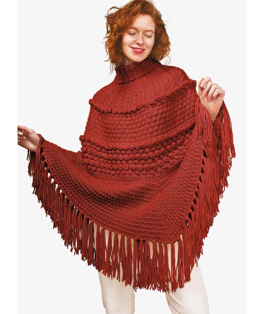 Poncho à torsades femme - Patron tricot Bergère de France