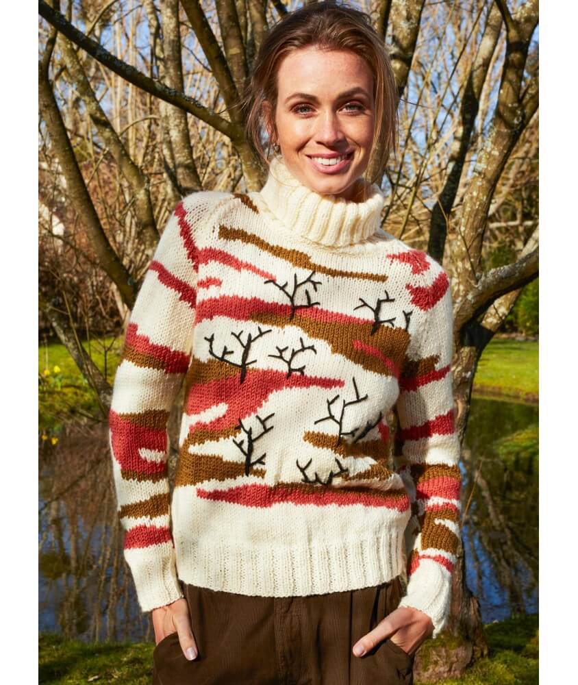 Pull jacquard col roulé femme - Patron tricot Bergère de France