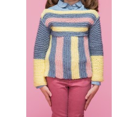 Pull rayé col bateau enfant - Patron tricot Bergère de France