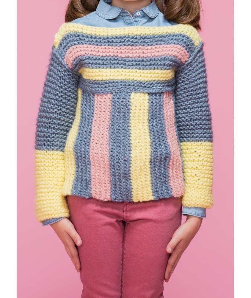 Pull rayé col bateau enfant - Patron tricot Bergère de France