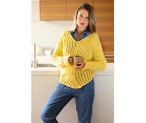 E-MODELE FEMME - PULL AJOURÉ COL V - BERGÈRE DE FRANCE