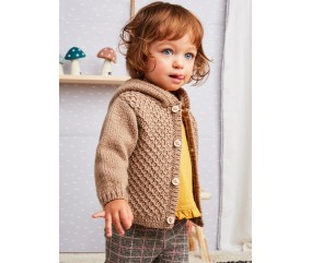E-MODELE ENFANT - GILET À CAPUCHE - BERGÈRE DE FRANCE