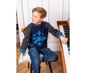 E-MODELE ENFANT - PULL RAGLAN JACQUARD SAMUEL - BERGÈRE DE FRANCE