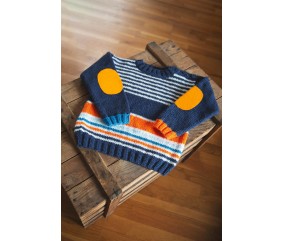 Pull rayé à coudières enfant - Patron tricot Bergère de France
