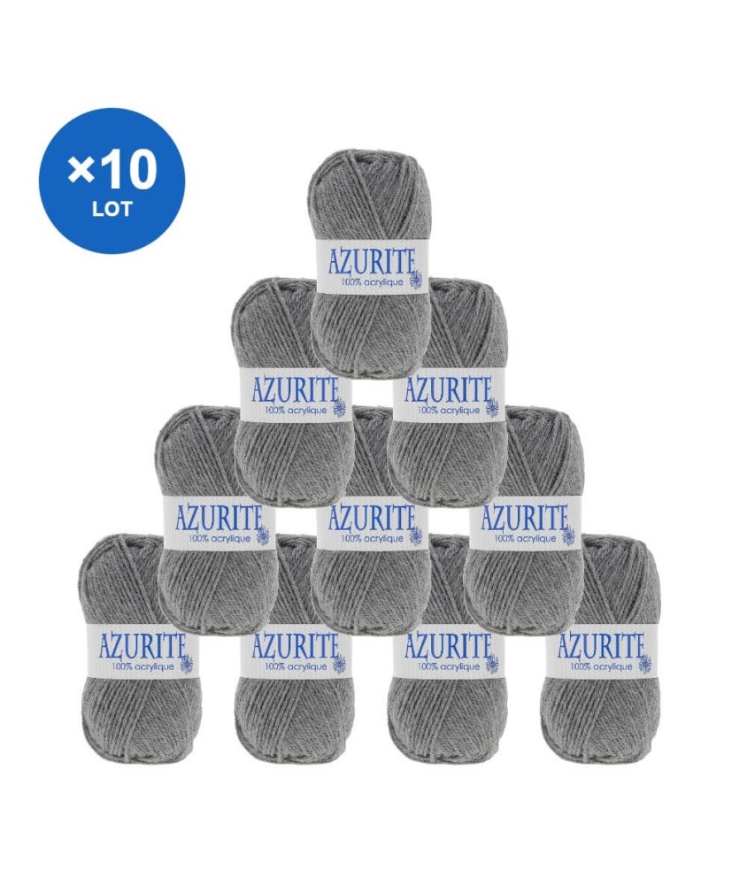 Lot de 10 pelotes Azurite 3074 Gris fonce - Distrifil