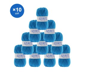 Lot de 10 pelotes Azurite 3040 Bleu azur - Distrifil