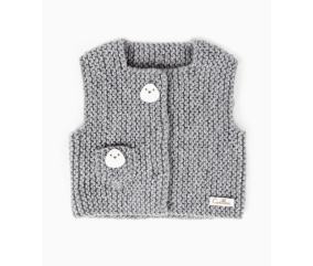 E-MODELE BÉBÉ - GILET BÉBÉ SANS MANCHES AU POINT MOUSSE BRUNE - BERGÈRE DE FRANCE