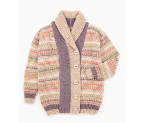 E-MODELE FEMME - VESTE MULTICOLORE COL CHÂLE - BERGÈRE DE FRANCE