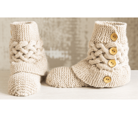 E-MODELE MIXTE - CHAUSSONS GUÊTRE À GROSSE TORSADE - BERGÈRE DE FRANCE