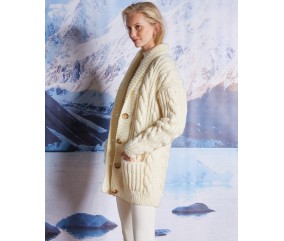 E-MODELE FEMME - VESTE À TORSADES ET GRANDES POCHES COL CHÂLE - BERGÈRE DE FRANCE