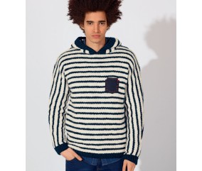 E-MODELE FEMME - PULL MARIN À CAPUCHE - BERGÈRE DE FRANCE