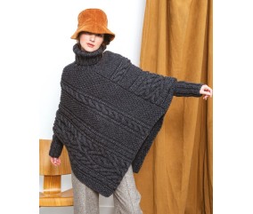 E-MODELE MIXTE - PONCHO À TORSADES ALINE - BERGÈRE DE FRANCE