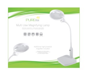 Lampe-loupe LED multi-usages – Socle de table et pince PURElite