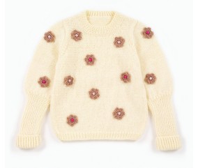 E-MODELE ENFANT - PULL À FLEURS AU CROCHET - BERGÈRE DE FRANCE