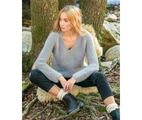 E-MODELE FEMME - PULL COL V AU POINT MOUSSE FAUSTINE - BERGÈRE DE FRANCE