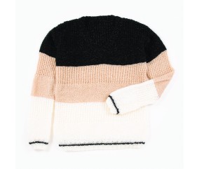 E-MODELE FEMME - PULL TRICOLORE COL V - BERGÈRE DE FRANCE