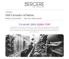 Pull à torsades col bateau Belle - BERGÈRE DE FRANCE